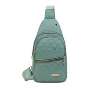 Genérico Solid Color Quilted Fanny Pack, 2025 New Women's Crossbody Bags, Women Casual Large Capacity Bags (Light green)