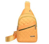 Genérico Solid Color Quilted Fanny Pack, Women Travel Crossbody Bag, Women Quilted Chest, Trendy Zipper Sling Bag With Side Pocket (Yellow)