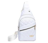 Genérico Solid Color Quilted Fanny Pack, Women Travel Crossbody Bag, Women Quilted Chest, Trendy Zipper Sling Bag With Side Pocket (White)