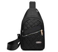 Genérico Solid Color Quilted Fanny Pack, Women Travel Crossbody Bag, Women Quilted Chest, Trendy Zipper Sling Bag With Side Pocket (Black)