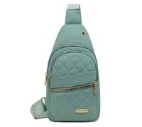 Genérico Solid Color Quilted Fanny Pack, Women Travel Crossbody Bag, Women Quilted Chest, Trendy Zipper Sling Bag With Side Pocket (Green)