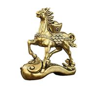 Genérico Solid Copper Ingot-Shaped Ornament with Golden Horse Motif, Retro Style Prosperity and Good Fortune Statue, Traditional Wealth Symbol For Home Office Desktop Decoration