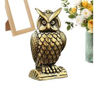 Genérico Solid Metal Figurine, Decorative Owl Sculpture, Wildlife with Golden Feature, Detailed Brass Animal Statue, Wise Bird Statuette with Ornate Design, Shelf Decor for Living Room and Study