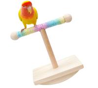 Generico Solid Wood Interactive Parrot Perch Stand Toy | 6.5x3.4x6.5 inch Beak Nail Grinder | Durable Chewing Puzzle for Small Parrots | Brain Training Play Gym for Budgies Cockatiels