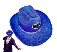 Generico Sombrero - 27 x 38 x 13 cm Sombrero Western Glitter | Capëllo disfraz hombre y mujer, sombreros corazón, sombreros de escenario disco, Halloween, carnaval, accesorio