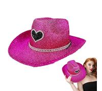 Generico Sombrero - 27 x 38 x 13 cm Sombrero Western Glitter | Capëllo disfraz hombre y mujer, sombreros corazón, sombreros de escenario disco, Halloween, carnaval, accesorio