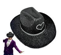 Generico Sombrero - 27 x 38 x 13 cm Sombrero Western Glitter | Capëllo disfraz hombre y mujer, sombreros corazón, sombreros de escenario disco, Halloween, carnaval, accesorio