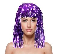 Genérico Sombrero con Flecos Coloridos para Disfraz Cintas Decorativas Accesorio Animación (Purple, One Size)