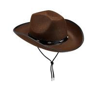 Genérico Sombrero Cowboy Mujer,Sombrero De Vaquero De Cuero con Tachuelas Estilo Occidental con Correa Ajustable Y ala Curva para Un DiseñO Moderno Actividades Al Aire Libre Festivales