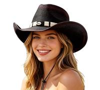 Genérico Sombrero Cowboy Paja,Sombrero Vaquero De Estilo Occidental para Un CláSico Sol De Verano En La Playa con VentilacióN Y ala Ancha para Actividades Al Aire Libre