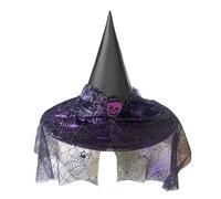 Genérico Sombrero de Bruja Decorativo para Niños con Hilo Dorado, Disfraz de Halloween para Fiestas y Cosplay, Tamaño Único Ajustable, Accesorio de Fantasía Elegante (Dark Purple, One Size)