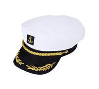 Genérico Sombrero De Capitán - Parte Plana Retro, Gorra De Marinero Ajustable, Estilo Militar Azul Marino | Accesorio Para Disfraz De Yacht Rock, Sombrero Marino Clásico Para Crucero, Playa, Fi