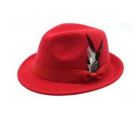 Genérico Sombrero de cerveza alemán Fedora tradicional con plumas para de disfraces de Oktoberfest y eventos al aire libre (Red, One Size)