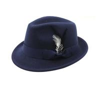 Genérico Sombrero de cerveza alemán Fedora tradicional con plumas para de disfraces de Oktoberfest y eventos al aire libre (Navy, One Size)