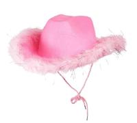Generico Sombrero de con feathers, Western Non-Woven Hat - Bride Festival Fancy Dress Sparkly White Trim Hats Western Hats For Party Disfraz, Cowboy Themed Birthday