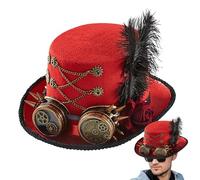 Genérico Sombrero De Copa Steampunk,Sombrero De Copa De Disfraz Con Gafas De Diseño - Ajustable Disfraces Fiestas Renacimiento Cosplay Unisex Adultos