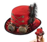 Genérico Sombrero De Copa Steampunk, Sombrero Halloween Gafas Antiguas, Ajustable Disfraces Fiestas Renacimiento Cosplay Unisex Adultos