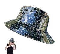 Genérico Sombrero de Cubo para Mujer de Bola de Discoteca - Sombreros de Pescador Disco Sombrero,Gorra de Cubo con Lentejuelas Brillantes para Club Stage Bar Party Dance