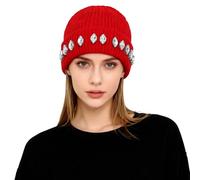 Genérico Sombrero De Invierno para Mujer,Gorro De Punto con Cadena De Perlas Y Diamantes De ImitacióN para Un Estilo úNico VersáTil Y CáLido Que Cubre Las Orejas para OtoñO E Invierno