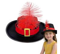 Genérico Sombrero de moscas de fieltro infantil con plumas, accesorios para sombrero de disfraces de mosqueteros, accesorio de disfraces para niños Carnival y Halloween