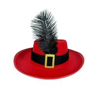 Genérico Sombrero De Mosquetero Para Disfraz - Sombrero De Fieltro Con Fajín Y Pluma,Diseño Transpirable Y Ligero Para Obras De Teatro Y Espectáculos