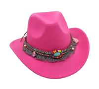Genérico Sombrero De Paja Cowboy Hombre,Sombrero Vaquero Occidental con Flecos Y Sombrero De Sol Bohemio Turquesa para Festival De MúSica Al Aire Libre