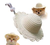 Generico Sombrero de paja para perro - Breathable Puppy Headwear, ajustable Pet Dogs Outdoor Straw Hat, Lightweight Woven Headpiece | Fit Design Stylish Animal Costume Gear for Small Medium Pets
