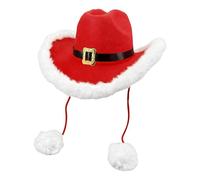 Genérico Sombrero De Papá Noel: Sombreros De Fiesta De Navidad, Sombreros De Disfraces, Con Diseño De Pompones, Accesorios De De Con De Felpa Blanca Para Hombres, Niñas, Adu