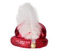 Genérico Sombrero de Príncipe - Tocado para disfraz de sultán, turbante real | Sombrero con diseño de lentejuelas, plumas y perlas, elegante accesorio de príncipe árabe para escenarios, fiestas,