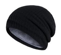 Generico Sombrero de punto cálido de invierno para hombre y mujer, sombrero frío a rayas exterior, gorro de lana, circunferencia de los cien artilugios de fiesta 6 años, Negro , Talla única