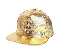 Generico Sombrero de rapero ajustable, ajustable con signo Dollar Sign | Stage Performance Costume 80s Rapper Fashion Headwear for Running, Street Dancing, Masquerade