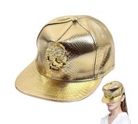 Generico Sombrero de rapero | Gold Streetwear Accessory | Snapback Hat | Flat Brim Hats | Gold Casual 80s Headwear for Women Men Daily Wear Sports Event Concert Party Outdoor Traveling, esqueleto, XXL