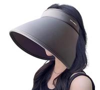 Generico Sombrero de sol con visera para mujer - SPF50 Sombrero para protección solar integral de seda de hielo, visera ajustable envolvente con cola de caballo parasol, accesorios de playa s