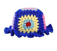 Genérico Sombrero de Sol de Crochet Artesanal Sombrero de Cubo con diseño Floral de Granny Squares Suave y Ligero