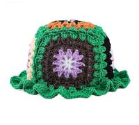 Genérico Sombrero de Sol de Crochet Artesanal Sombrero de Cubo con diseño Floral de Granny Squares Suave y Ligero