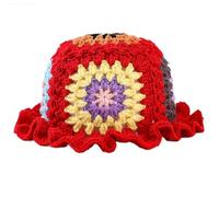 Genérico Sombrero de Sol de Crochet Artesanal Sombrero de Cubo con diseño Floral de Granny Squares Suave y Ligero