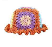 Genérico Sombrero de Sol de Crochet Artesanal Sombrero de Cubo con diseño Floral de Granny Squares Suave y Ligero