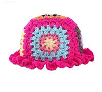 Genérico Sombrero de Sol de Crochet Artesanal Sombrero de Cubo con diseño Floral de Granny Squares Suave y Ligero