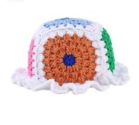 Genérico Sombrero de Sol de Crochet Artesanal Sombrero de Cubo con diseño Floral de Granny Squares Suave y Ligero