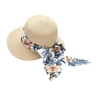 Genérico Sombrero De Sol para Mujer,Sombrero De Paja Ancho De Verano para Mujer Sombreros para Plegables para La Playa para con Enrollable Flexible UPF 50+