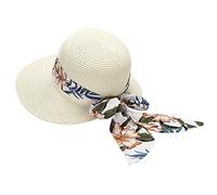 Genérico Sombrero De Sol para Mujer,Sombrero De Paja Ancho De Verano para Mujer Sombreros para Plegables para La Playa para con Enrollable Flexible UPF 50+