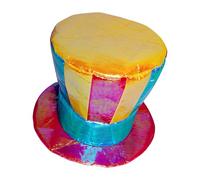 Generico Sombrero de - Sombrero de cilindro de 25 cm, tocado colorido para de circo, accesorio de carnaval llamativo | Tejido dorado claro de forma estable, fantasía D