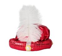 Generico Sombrero de turbante con plumas y perlas, magnífico turbante sultán resistente al desgaste, diseño con lentejuelas, para , disfraces, cosplay, teatro, carne