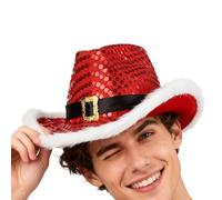 Generico Sombrero De Vaquera De Navidad | Viste El Tocado Con Lentejuelas | Sombrero De Rojo, Para Hombre, Fiesta, Recogida, Celebración, Evento Deportivo Al Aire Libre, Concierto