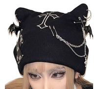 Generico Sombrero En Forma De Orejas De Gato,Diseño Con Cadenas Punk Ganchillo Streetwear,Sombrero Gótico Cálido Invierno - Para Mujeres Chicas Adolescentes Navidad Al Aire Libre Cosplay