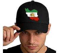 Genérico Sombrero - Gorra Unisex Negra con Bandera Persa del león y el Sol | Sombrero Antiguo de iraní Ajuste Ajustable | Sombreros con declaración Cultural: Uso Informal Diario