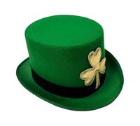 Generico Sombrero irlandés verde con oro Shamrock For St. Patrick's Day | 15,6 x 9,4 x 4,7 pulgadas Unisex Costume Cap | No Woven Leprechaun Party Favor Headwear | Festive Celebration Accessory For