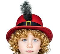 Genérico Sombrero Mosquetero - Sombrero Alto Pluma Carnaval | Accesorio Disfraz Tema Carnaval Bola Masqué - Ligero Transpirable Fieltro Para Niños Niñas Disfraz