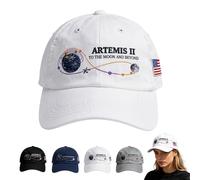 Genérico Sombrero Unisex con Estampado de Lanzamiento de Cohetes Artemis II 2026, Gorra de béisbol Ajustable con trayectoria de misión Lunar Artemis II (White)