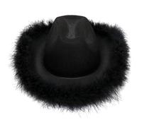 Genérico Sombrero Vaquera Rosa Negro - Sombreros Vaqueras Mujer | Sombrero De Vaquera Boa Rosa Negro, Sombrero De Vaquera Disfraces De Halloween Y Decoraciones De Festivales Accesorios Para Disfraces